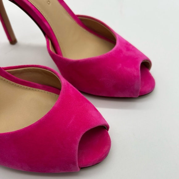 Veronica Beard Gadot Suede Peep Toe Pumps in Fuschia Size 7 US Floor Model $395 - Picture 9 of 11